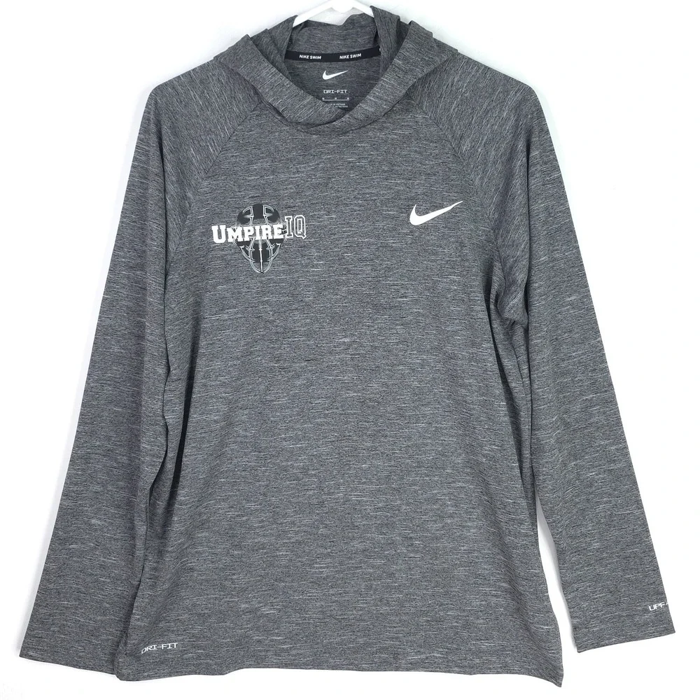 Nike Swim Dri Fit Gray Long Sleeve Hoodie Pullover Sport SPF 40 Mens Size Medium